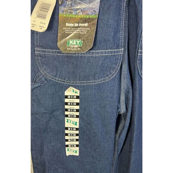 Mens Vintage Key Imperial Aristocrat of Overalls Dark Wash Made in USA 38x30 - Picture 6 of 9